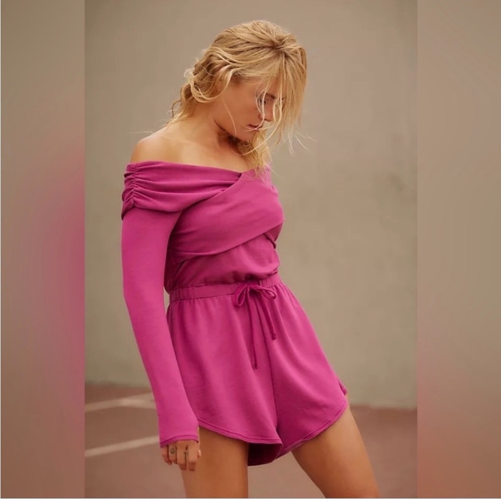 Free People Fuchsia Off-Shoulder Romper